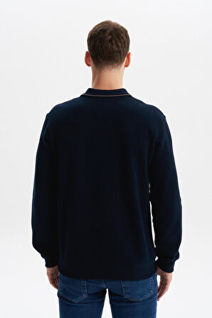 Arma Erkek Regular Fit Polo Yaka Sweatshirt – Karbon Fırçalı Selanik, %65 Pamuk %35 Polyester, Düğmesiz Basic K30554698602 