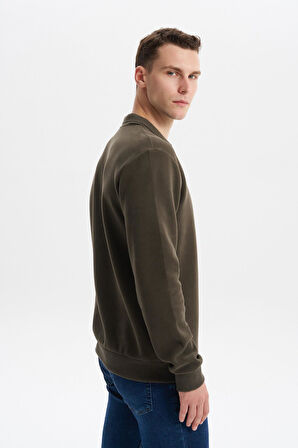 Arma Erkek Regular Fit Polo Yaka Sweatshirt – Karbon Fırçalı Selanik, %65 Pamuk %35 Polyester, Düğmesiz Basic K30554698602 