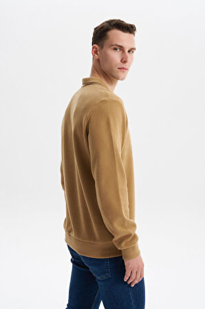 Arma Erkek Regular Fit Polo Yaka Sweatshirt – Karbon Fırçalı Selanik, %65 Pamuk %35 Polyester, Düğmesiz Basic K30554698602 