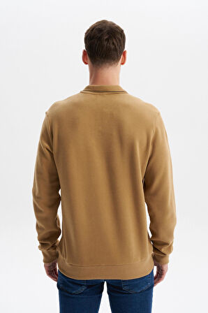 Arma Erkek Regular Fit Polo Yaka Sweatshirt – Karbon Fırçalı Selanik, %65 Pamuk %35 Polyester, Düğmesiz Basic K30554698602 