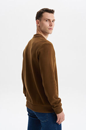 Arma Erkek Regular Fit Polo Yaka Sweatshirt – Karbon Fırçalı Selanik, %65 Pamuk %35 Polyester, Düğmesiz Basic K30554698602 