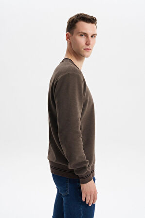 Arma Erkek Regular Fit Örme Selanik Sweatshirt – %65 Pamuk %35 Polyester, Karbon Fırçalı, Basic Bisiklet Yaka K30124698702 