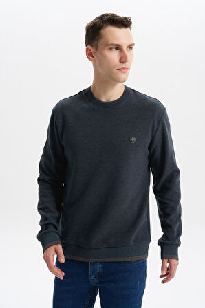 Arma Erkek Regular Fit Örme Selanik Sweatshirt – %65 Pamuk %35 Polyester, Karbon Fırçalı, Basic Bisiklet Yaka K30124699002 