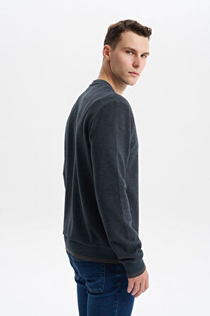 Arma Erkek Regular Fit Örme Selanik Sweatshirt – %65 Pamuk %35 Polyester, Karbon Fırçalı, Basic Bisiklet Yaka K30124699002 