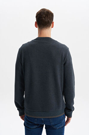 Arma Erkek Regular Fit Örme Selanik Sweatshirt – %65 Pamuk %35 Polyester, Karbon Fırçalı, Basic Bisiklet Yaka K30124699002 