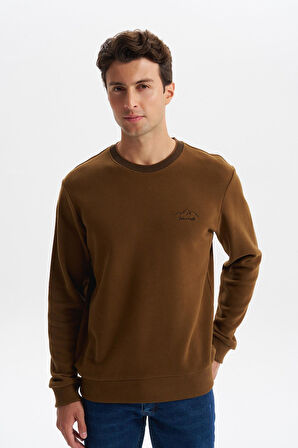 Arma Erkek Regular Fit Örme Selanik Sweatshirt – %65 Pamuk %35 Polyester, Karbon Fırçalı, Basic Bisiklet Yaka K30124698902 