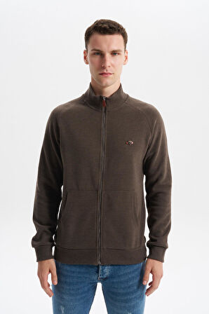 Arma Erkek Regular Fit Basic Reglan Kollu Selanik Sweatshirt – Karbon Fırçalı, Dik Yaka, Tam Fermuar, Cepli, Pamuk Polyester K30324698202 