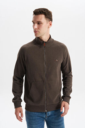 Arma Erkek Regular Fit Basic Reglan Kollu Selanik Sweatshirt – Karbon Fırçalı, Dik Yaka, Tam Fermuar, Cepli, Pamuk Polyester K30324698202 