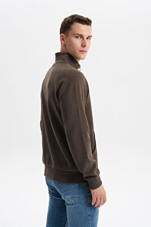 Arma Erkek Regular Fit Basic Reglan Kollu Selanik Sweatshirt – Karbon Fırçalı, Dik Yaka, Tam Fermuar, Cepli, Pamuk Polyester K30324698202 