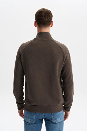 Arma Erkek Regular Fit Basic Reglan Kollu Selanik Sweatshirt – Karbon Fırçalı, Dik Yaka, Tam Fermuar, Cepli, Pamuk Polyester K30324698202 