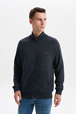 Arma Erkek Regular Fit Basic Reglan Kollu Selanik Sweatshirt – Karbon Fırçalı, Dik Yaka, Tam Fermuar, Cepli, Pamuk Polyester K30324698202 