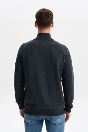 Arma Erkek Regular Fit Basic Reglan Kollu Selanik Sweatshirt – Karbon Fırçalı, Dik Yaka, Tam Fermuar, Cepli, Pamuk Polyester K30324698202 