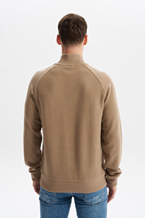 Arma Erkek Regular Fit Basic Reglan Kollu Selanik Sweatshirt – Karbon Fırçalı, Dik Yaka, Tam Fermuar, Cepli, Pamuk Polyester K30324698202 