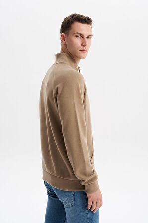 Arma Erkek Regular Fit Basic Reglan Kollu Selanik Sweatshirt – Karbon Fırçalı, Dik Yaka, Tam Fermuar, Cepli, Pamuk Polyester K30324698202 