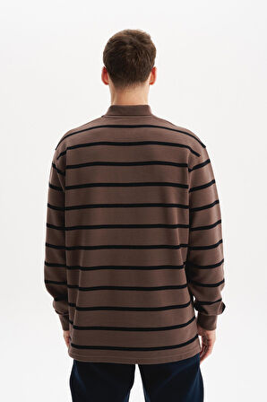 Arma Erkek Regular Fit Çizgili %100 Pamuk Ringel Ottoman Kumaş Polo Yaka Ribanalı Sweatshirt K30554952502 