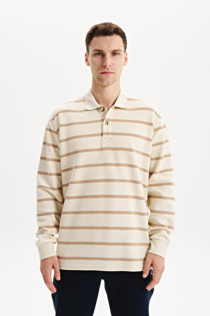 Arma Erkek Regular Fit Çizgili %100 Pamuk Ringel Ottoman Kumaş Polo Yaka Ribanalı Sweatshirt K30554952502 