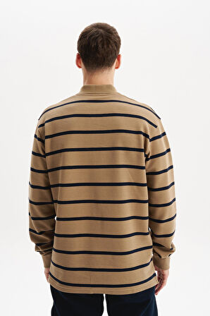 Arma Erkek Regular Fit Çizgili %100 Pamuk Ringel Ottoman Kumaş Polo Yaka Ribanalı Sweatshirt K30554952502 