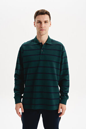 Arma Erkek Regular Fit Çizgili %100 Pamuk Ringel Ottoman Kumaş Polo Yaka Ribanalı Sweatshirt K30554952502 