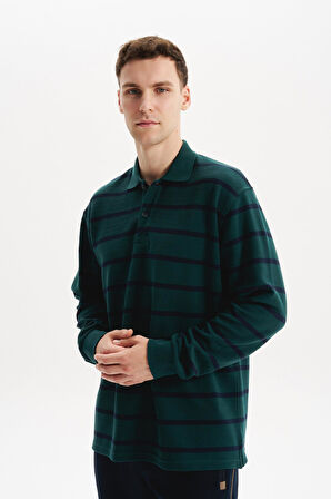 Arma Erkek Regular Fit Çizgili %100 Pamuk Ringel Ottoman Kumaş Polo Yaka Ribanalı Sweatshirt K30554952502 