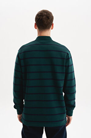 Arma Erkek Regular Fit Çizgili %100 Pamuk Ringel Ottoman Kumaş Polo Yaka Ribanalı Sweatshirt K30554952502 