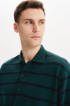 Arma Erkek Büyük Beden Çizgili %100 Pamuk Ringel Ottoman Kumaş Polo Yaka Ribanalı Sweatshirt K30554801602 