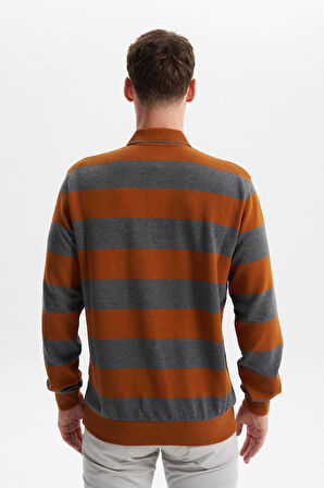 Arma Erkek Ribanalı Regular Fit Çizgili %100 Pamuk Ringel Ottoman Kumaş Polo Yaka Düğmeli Sweatshirt K30554952602 