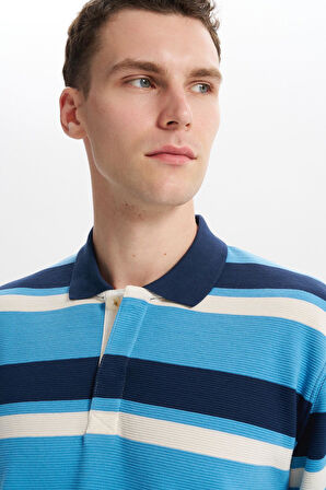 Arma Erkek Ribanalı Büyük Beden Battal Boy Çizgili %100 Pamuk Ringel Ottoman Kumaş Polo Yaka Düğmeli Sweatshirt K30554801702 