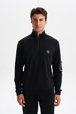 Arma Erkek Slim Fit Dik Yaka Yarım Fermuar Pamuklu Sweatshirt Sol Kol Fermuar Cepli K30404685702 
