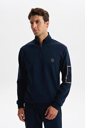 Arma Erkek Slim Fit Dik Yaka Yarım Fermuar Pamuklu Sweatshirt Sol Kol Fermuar Cepli K30404685702 