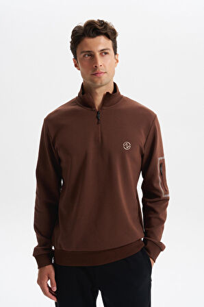 Arma Erkek Slim Fit Dik Yaka Yarım Fermuar Pamuklu Sweatshirt Sol Kol Fermuar Cepli K30404685702 