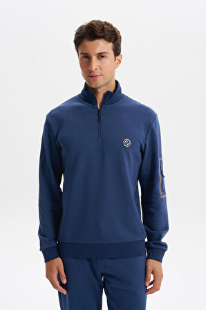 Arma Erkek Slim Fit Dik Yaka Yarım Fermuar Pamuklu Sweatshirt Sol Kol Fermuar Cepli K30404685702 