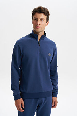 Arma Erkek Slim Fit Dik Yaka Yarım Fermuar Pamuklu Sweatshirt Sol Kol Fermuar Cepli K30404685702 
