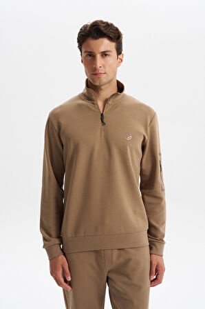 Arma Erkek Slim Fit Dik Yaka Yarım Fermuar Pamuklu Sweatshirt Sol Kol Fermuar Cepli K30404685702 