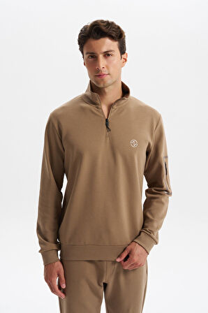 Arma Erkek Slim Fit Dik Yaka Yarım Fermuar Pamuklu Sweatshirt Sol Kol Fermuar Cepli K30404685702 