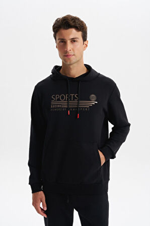 Arma Erkek Slim Fit Örme Interlok Kapüşonlu Kanguru Cepli Sweatshirt Yazı Baskılı %80 Pamuk %14 Polyester %6 Elastane K30254685102 