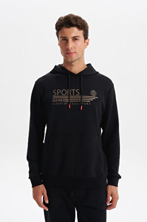 Arma Erkek Slim Fit Örme Interlok Kapüşonlu Kanguru Cepli Sweatshirt Yazı Baskılı %80 Pamuk %14 Polyester %6 Elastane K30254685102 