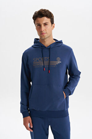 Arma Erkek Slim Fit Örme Interlok Kapüşonlu Kanguru Cepli Sweatshirt Yazı Baskılı %80 Pamuk %14 Polyester %6 Elastane K30254685102 