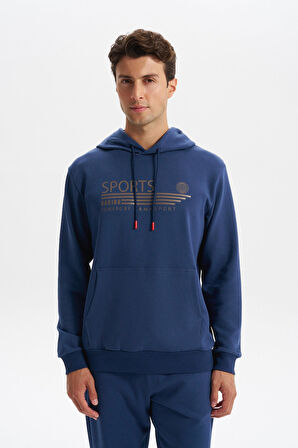 Arma Erkek Slim Fit Örme Interlok Kapüşonlu Kanguru Cepli Sweatshirt Yazı Baskılı %80 Pamuk %14 Polyester %6 Elastane K30254685102 