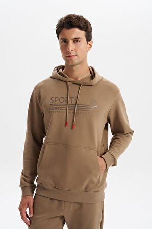 Arma Erkek Slim Fit Örme Interlok Kapüşonlu Kanguru Cepli Sweatshirt Yazı Baskılı %80 Pamuk %14 Polyester %6 Elastane K30254685102 