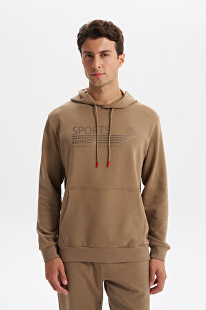 Arma Erkek Slim Fit Örme Interlok Kapüşonlu Kanguru Cepli Sweatshirt Yazı Baskılı %80 Pamuk %14 Polyester %6 Elastane K30254685102 