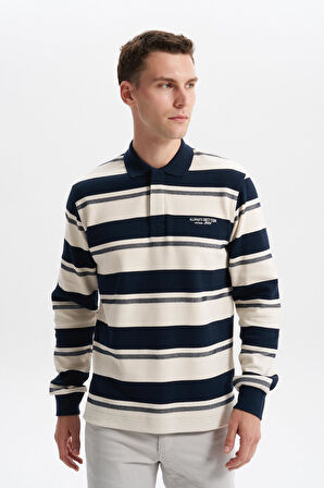 Arma Erkek Ribanalı Regular Fit Çizgili Polo Yaka Sweatshirt %95 Pamuk %5 Elastane Ringel Pike K30554953002 