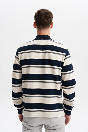 Arma Erkek Ribanalı Regular Fit Çizgili Polo Yaka Sweatshirt %95 Pamuk %5 Elastane Ringel Pike K30554953002 