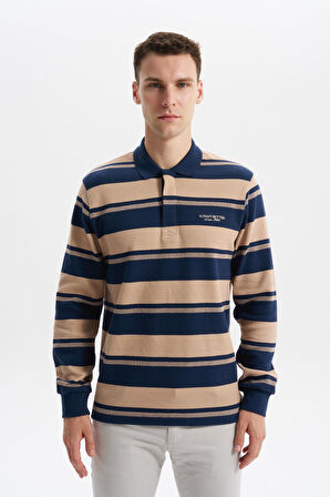 Arma Erkek Ribanalı Regular Fit Çizgili Polo Yaka Sweatshirt %95 Pamuk %5 Elastane Ringel Pike K30554953002 