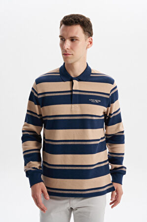 Arma Erkek Ribanalı Regular Fit Çizgili Polo Yaka Sweatshirt %95 Pamuk %5 Elastane Ringel Pike K30554953002 