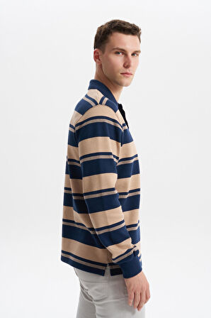 Arma Erkek Ribanalı Regular Fit Çizgili Polo Yaka Sweatshirt %95 Pamuk %5 Elastane Ringel Pike K30554953002 