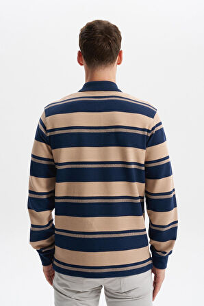 Arma Erkek Ribanalı Regular Fit Çizgili Polo Yaka Sweatshirt %95 Pamuk %5 Elastane Ringel Pike K30554953002 