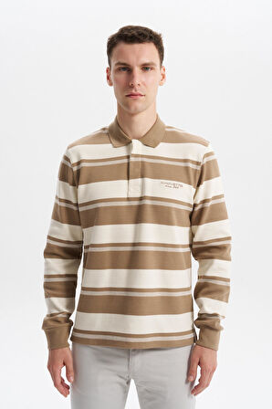 Arma Erkek Ribanalı Regular Fit Çizgili Polo Yaka Sweatshirt %95 Pamuk %5 Elastane Ringel Pike K30554953002 