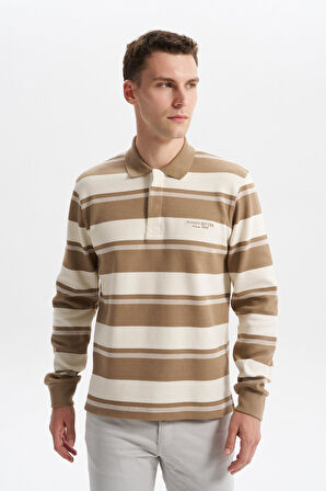 Arma Erkek Ribanalı Regular Fit Çizgili Polo Yaka Sweatshirt %95 Pamuk %5 Elastane Ringel Pike K30554953002 