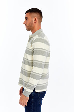 Arma Erkek Ribanalı Regular Fit Çizgili Polo Yaka Sweatshirt %95 Pamuk %5 Elastane Ringel Pike K30554953002 