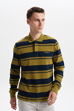 Arma Erkek Ribanalı Regular Fit Çizgili Polo Yaka Sweatshirt %95 Pamuk %5 Elastane Ringel Pike K30554953002 